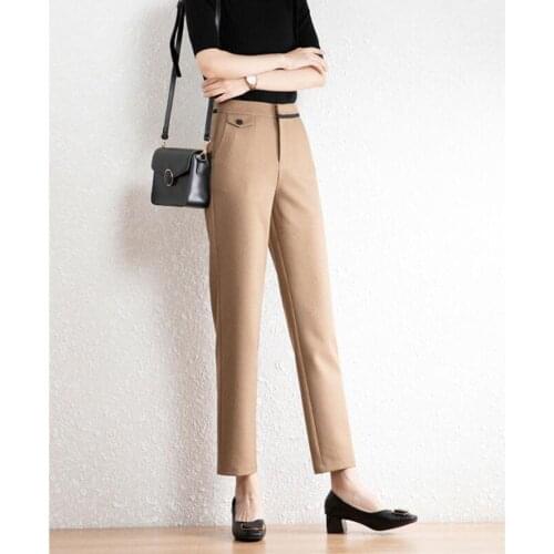 2022 Spring Autumn Nine-point Suit Pants Women New Loose Straight High Waist Casual Pants Women Office Work Pencil Pants Women