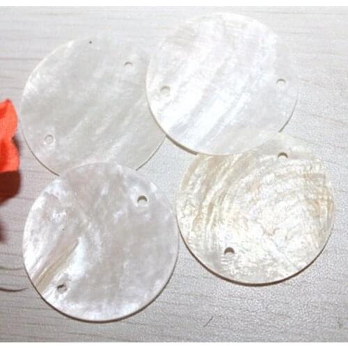 30/40/50MM 100Pcs (Two Holes) 100% Pure Natural Mirror Freshwater Shell Flat Round Shape Shell Beads Charms Jewelry Accessories
