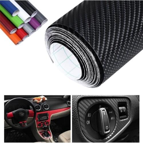 30cmx127cm 3D Carbon Fiber Car Stickers Roll Film Wrap Car Motorcycle DIY Styling Vinyl Black Colorful Decal