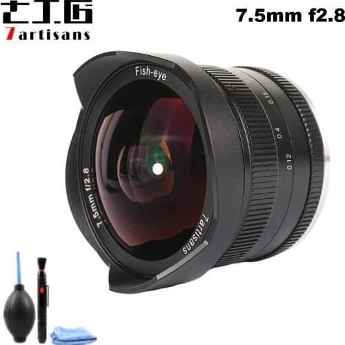 7artisans 7.5mm f2.8 fisheye lens 180 APS-C Manual Fixed Lens For E Mount Canon EOS-M Mount Fuji FX Mount Hot Sale Free Shipping
