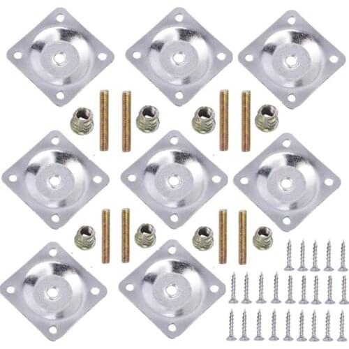 8 Sets Furniture Leg Mounting Plates with Hanger Bolts Screws Great for Furniture Sofas Couches Seats