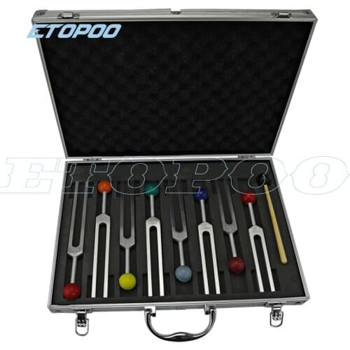 8 pcs/set Professional tuning fork Solar spectrum set Harmonic Spectrum Tuner With Rubber Ball