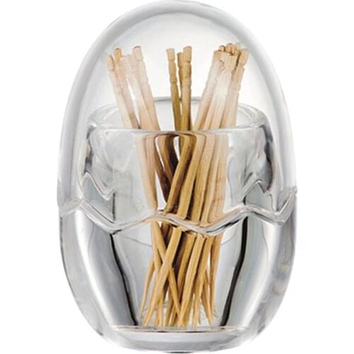 Acrylic Toothpick Holder Dispenser Organizer Clear Storage Box with Lid (Egg Shape), YAB023