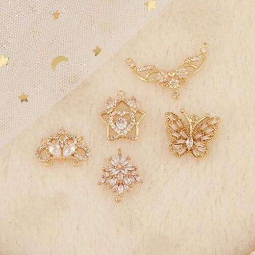 HAOSAW 4Pcs Jewelry Accessories/DIY Making/Butterfly Shapes/CZ Charms/Hand Made/Necklace Pendant/Jewelry Findings & Components