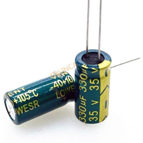 12pcs/lot 35v 330UF Aluminum Electrolytic Capacitor Size 8*16mm 330UF35V 20