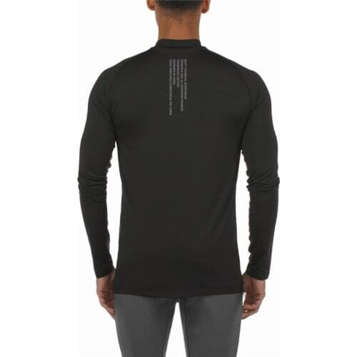 Gym Brand Fitness Casual Mens Clothing Breathable Autumn and Winter Fashion Trend Middle Collar Long Sleeve Slim Sports T Shirt