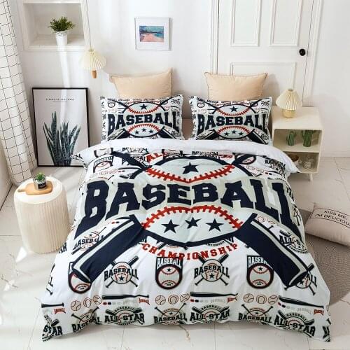 Baseball Printed Black and White Bedding Set Sport Duvet Cover Double King Size Nordic Bed Linen 3D Quilt Boys Gift Bedroom Home