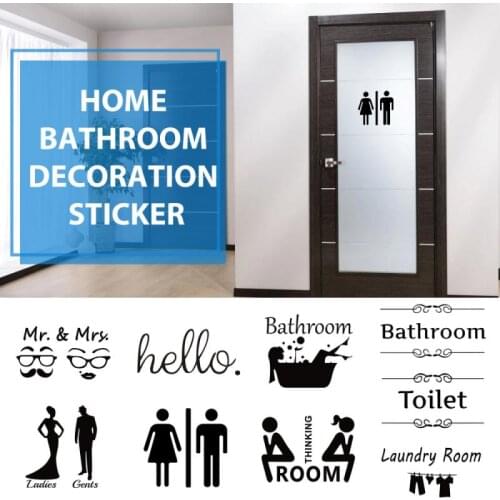 DIY Funny Mural Art Sticker WC Toilet Entrance Sign Door Stickers For Public Place Home Decoration Creative Pattern Wall Decals