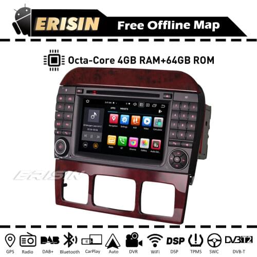 Erisin ES8182S 8-Core Android Auto 10 Car DVD Player DSP CarPlay GPS Navi DAB+ WiFi for Mercedes Benz CL/S Class W220 S500 W215