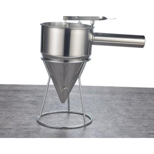Hot Stainless Steel Big Funnel Kitchen Cooking Fish Meatball Making Breakfast Cake Tool with Rack