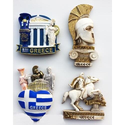 Greek Tourist Souvenirs Fridge Magnet Greece Flag Samurai Spartan Helmet Hand Painting Magnetic Refrigerator Stickers gife ideas
