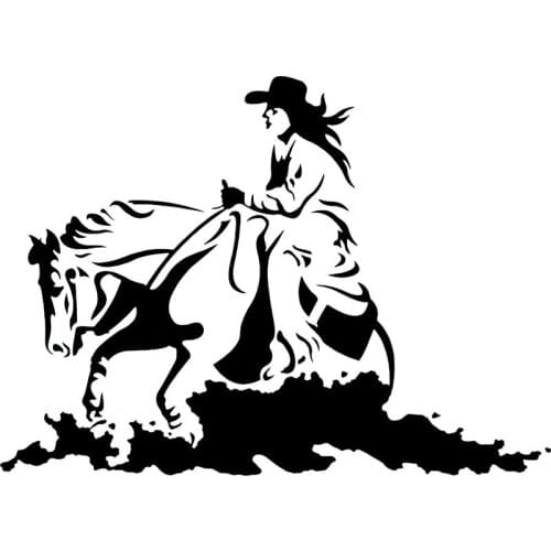 Personality Cowgirl Horse Cowboy Athletic Western Cowboy Fashion Vinyl Car Model Cover Scratch Sticker Decal Anti-UV Black/White