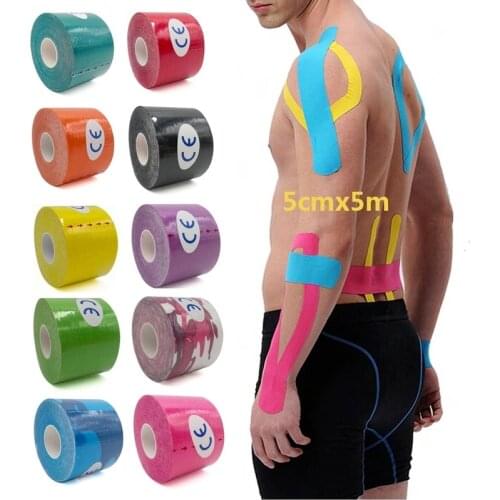 Kinesiology Tape Muscle Bandage Gym Sports Cotton Elastic Adhesive Strain Injury Tape Knee Muscle Protector Pain Relief Stikers