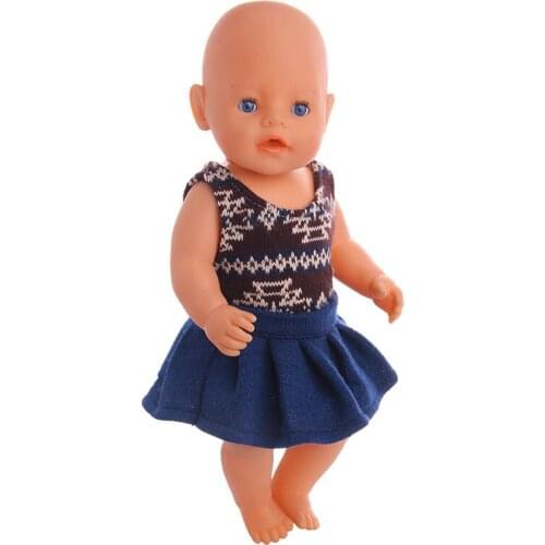 Doll Clothes fashion beautiful wool vest +skirt suit Fit 18 Inch Doll &43cm New Born Baby Clothes