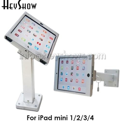 Metallic Security Wall Mounted Pad Display Stand Secure Tablet Table Mount Enclosure Case Lock Anti-Theft For Ipad Mini 1 2 3 4