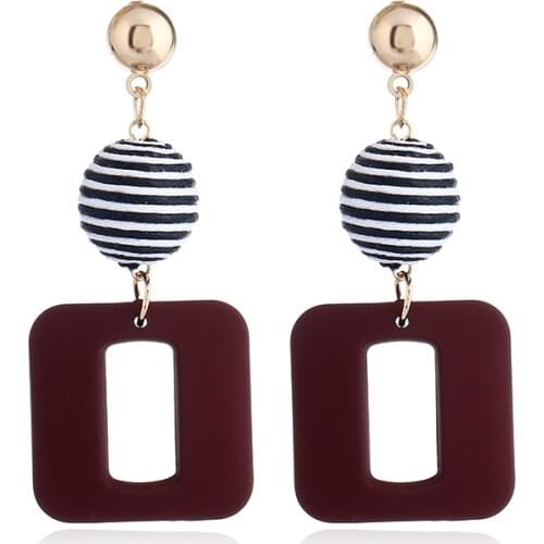 Fashion Fine Jewelry Pendientes Mujer Moda Black And White Striped Ball Square Stud Earrings Korean Style For Women AE37