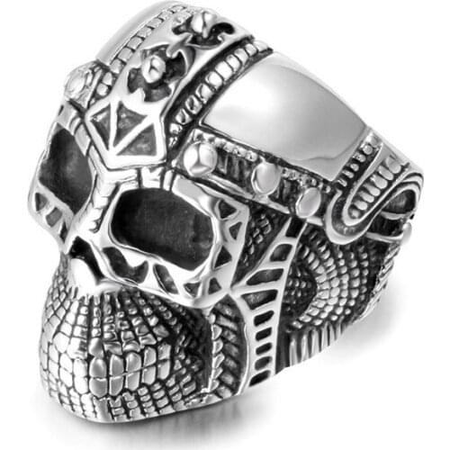 Viking Pirate Skull Ghost Head Titanium Steel Ring Men Punk Finger Ring Rock Jewelry Accessories 2019