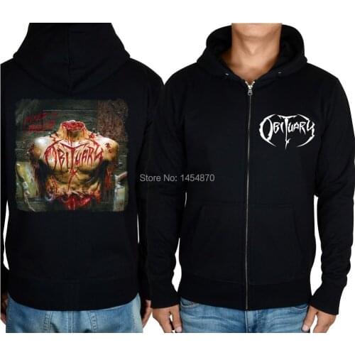 2style Zipper Pullover Corpse Obituary Cotton Rock Hoodies winter jacket men punk hardrock sweatshirt fleece