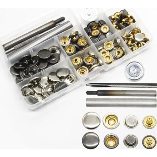 30set/box Metal snap button + four setting tool set leather craft sewing hardware DIY clothing accessories 501#/503