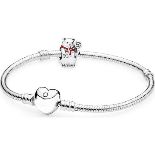 NEW 925 Sterling Silver Christmas Polar Bear Bracelet Set fit DIY Original charm Bracelets Women jewelry A set of prices