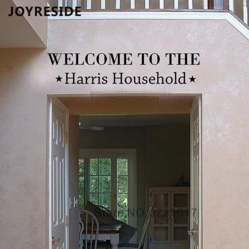 Welcome To The House Wall Decals Home Rooms Sign Front Door Wall Sticker Custom Name Family Name Special Door Wall Sticker M344