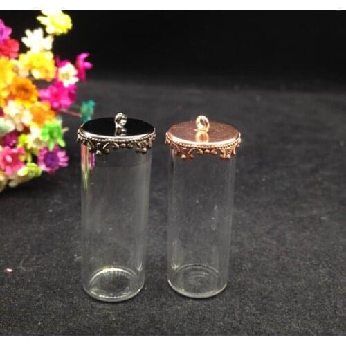 100sets/lot 40*15mm wholesale new tube glass bottle with one open glass globe glass jewelry DIY vial pendant necklace container