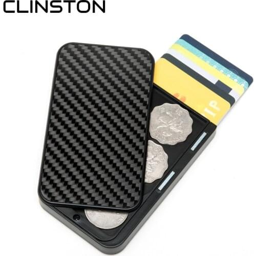 2020 New Men Carbon Fiber Aluminum Mini Wallet Slide ID Bank Card Holder Women RFID Money Bag Credit Card Case For Women Gift