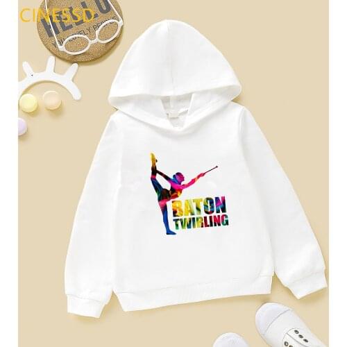 Newest Girls Hoodie Baton Twirling Design ChildrenS Tracksuit Cap Sweatshirt Winter Thick Clothes Sports Gymnastics Lover Gift