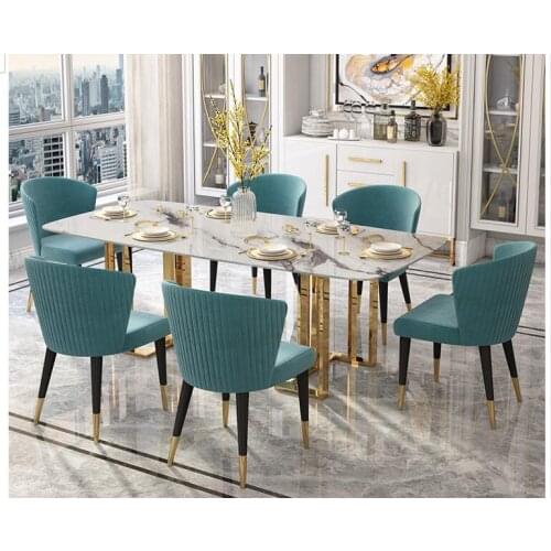 Dining table and chair combination rectangular household dining table Nordic marble dining table
