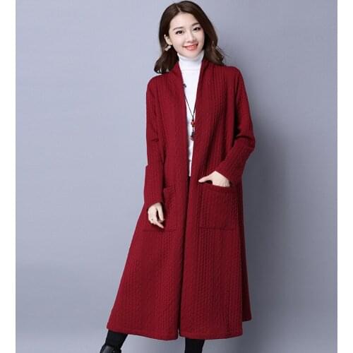 2020 Autumn Winter Fashion Long Sleeve Sweater Women New Long Knitted Female Long Cardigan Womens Trench Winter Warm Outwears