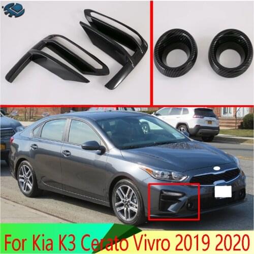 For Kia K3 Cerato Vivro 2019 2020 Car Accessories Carbon Fiber Style Front Fog Light Lamp Cover Trim Molding Bezel Garnish