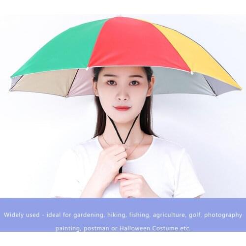 Portable Outdoor Sports Umbrella Hat Cap Folding Women Men Umbrella Fishing Hiking Golf Beach Headwear Handsfree