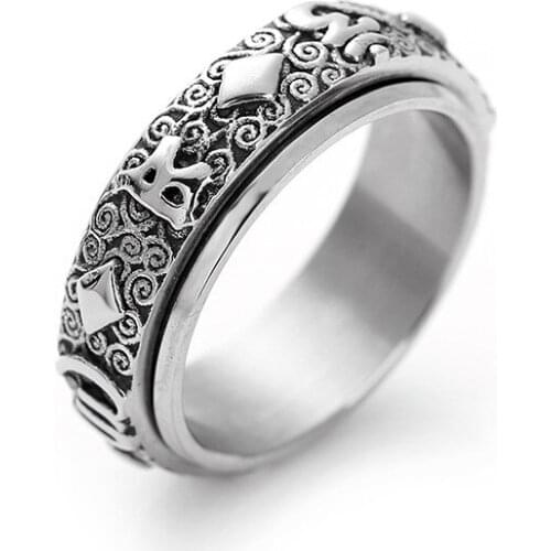 Retro Rotatable National Totem Six Word Truth Ring Silver Plated Stainless Steel Jewelry Suitable for Mens Jewelry Gifts