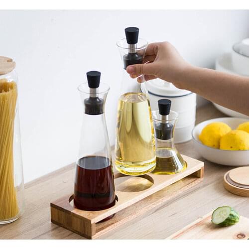 300/600ml Glass Cruet Oil Dispenser Bottles Gravy Boats Creative Leak-proof Oil Vinegar Bottle Sauce Container Pot Kitchen Tools