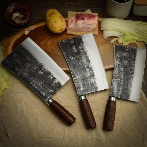 Traditional Forged Butcher Knife 7 inch 7.8 inch 8 inch Cleaver Fish Vegetable Chinese Camping Kitchen Knife Wide Knife New Year