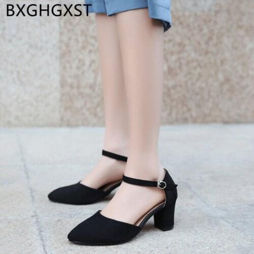 Mary Jane Shoes pumps women shoes black high heels sexy fashion block heel shoes fetish high heels pointed toe heels buty damski