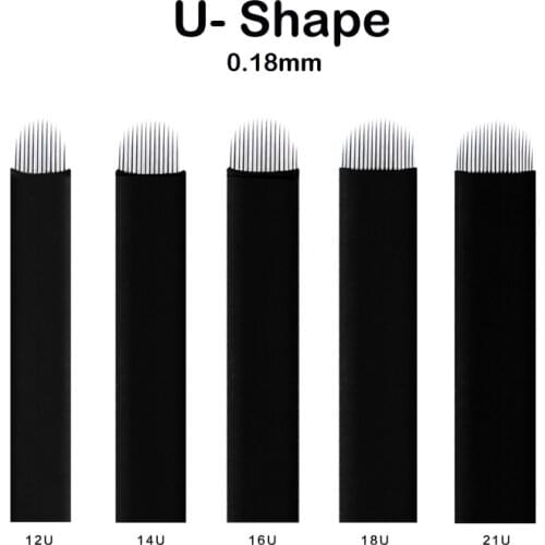 U-shape -0.18mm Black Professional Tattoo Eyebrow Tools Microblading Needles For Permanent Makeup
