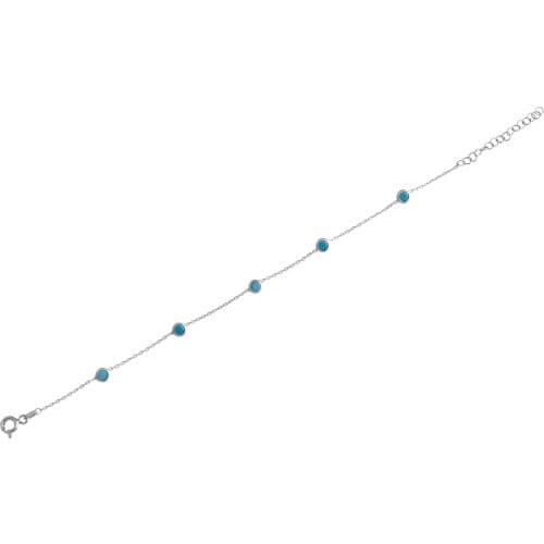 XSilver Firuze Sıra Taşlı 925 Ayar Gümüş Bileklik Silver Renk