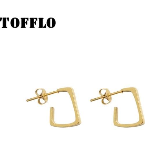 TOFFLO Stainless Steel Jewelry Personality Block Geometry Earrings Fashion Drop Earrings For Women BSF333