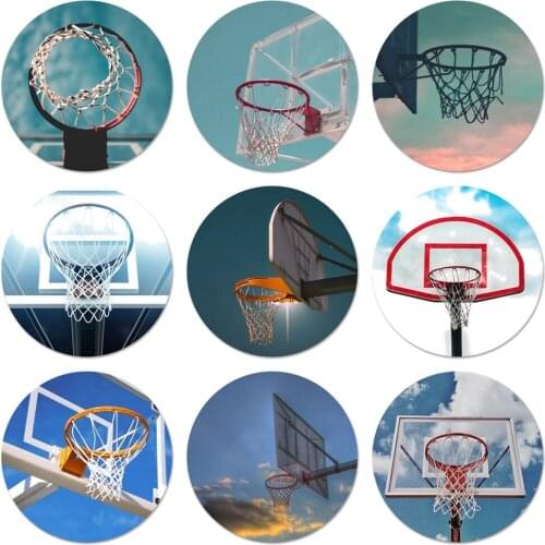 Basketball court Icons Pins Badge Decoration Brooches Metal Badges For Clothes Backpack Decoration 58mm