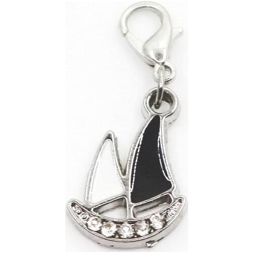 10pcs/lot Sailboat Dangle Charms Pendant Charms Lobster Clasp Hanging For Necklace Charm Bracelet Jewelry