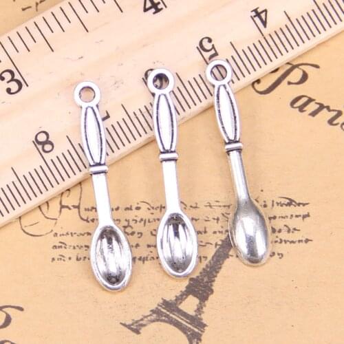28pcs Charms spoon 6x33mm Antique Pendants,Vintage Tibetan Silver Jewelry,DIY for bracelet necklace