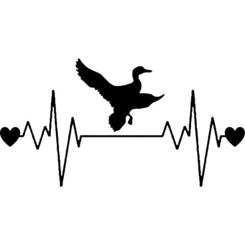 16.3CM*8.5CM Duck hunting call Heartbeat Lifeline Vinyl Black/Silver Car Sticker C22-1108