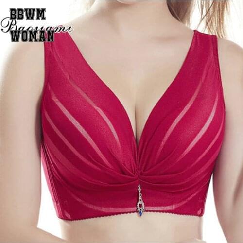 2019 Adjustment Type Gathered Vest-Style Women Underwear Fat MM Plus Size Thin Female Bra