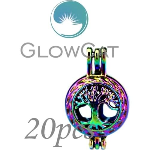 20X CC23 Colorful Life Tree Beads Cage Jewelry Making Essential Oil Diffuser Aroma Stone Pearl Cage Locket Pendant