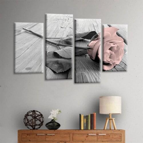 4 Pcs Fashion Frameless Flower Rose Pictures Art Oil Flower Painting Wall for Decorative Living Room Modular Picture
