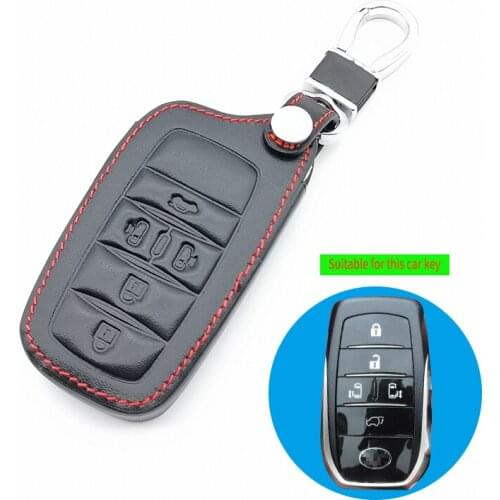 5 Buttons 100% leather key fob shield for Toyota fortuner prado camry rav4 highlander crown case keyless smart housing case