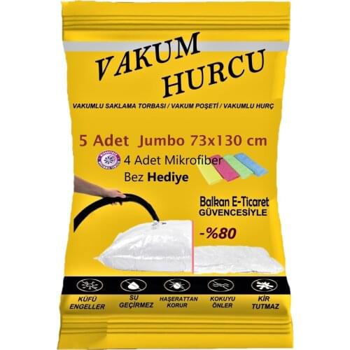 5'li Set Jumbo 73x130 Cm Vacuum Storage Bag-Vacuum Bag