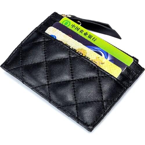 5pcs/lot 2019 new Genuine Leather Weave Men Women Wallets Credit ID Card Holder Plaid Lattice Mini Wallet Case Purse Coin Pocket