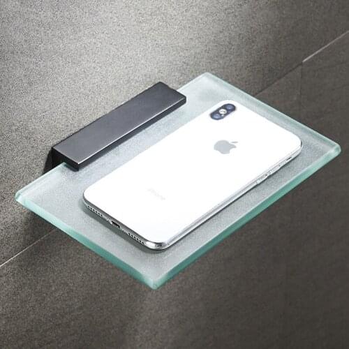 Bathroom Accessories Shampoo Rack Single Tier Glasss Bath Shelf Towel Rack Wall Mounted Paper Holder Phone Shelf Shower Basket